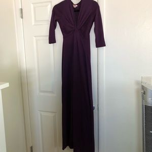 3/4 Sleeve Purple Maxi Dress